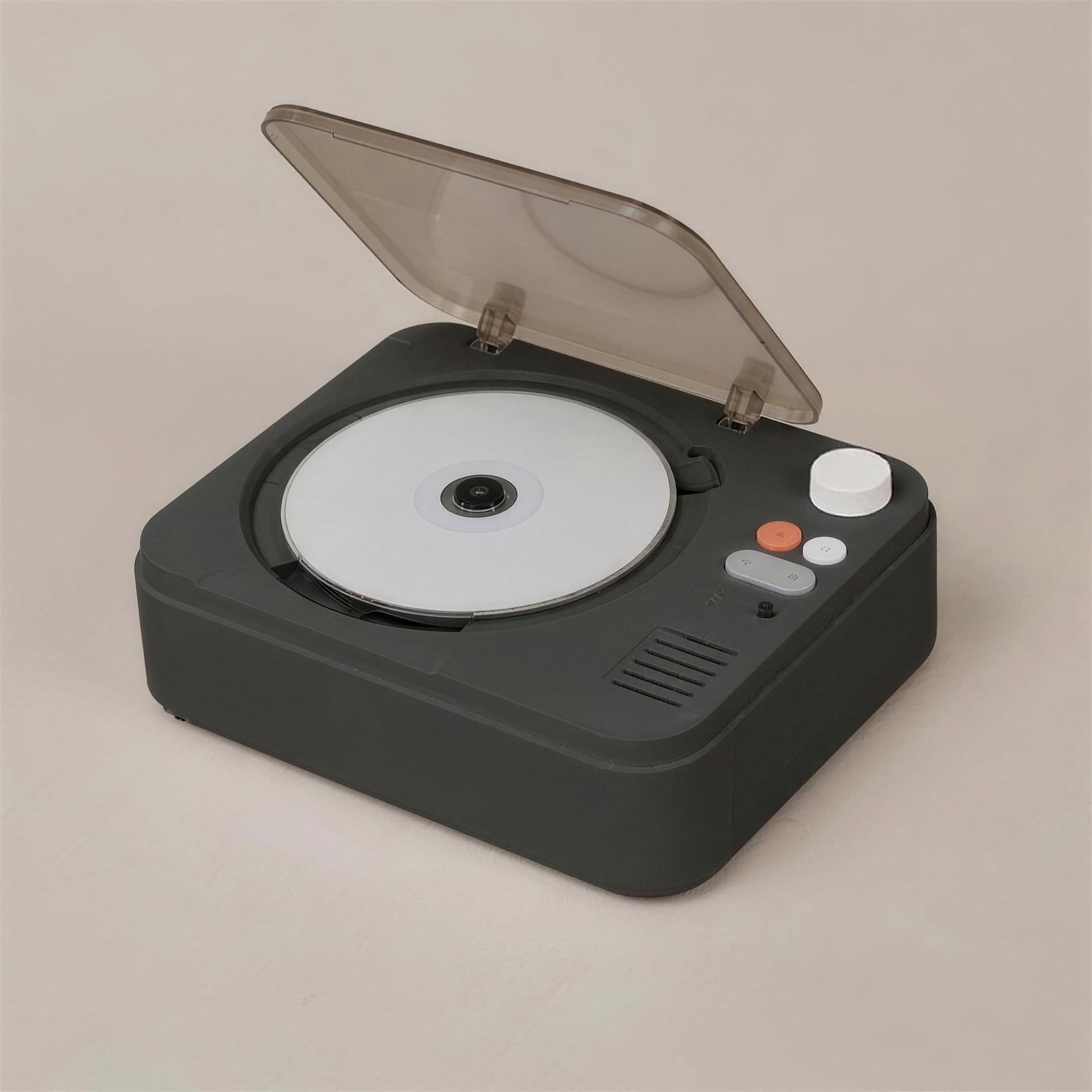 그라파이트 플랫 CD 플레이어, 덮개를 연 모습